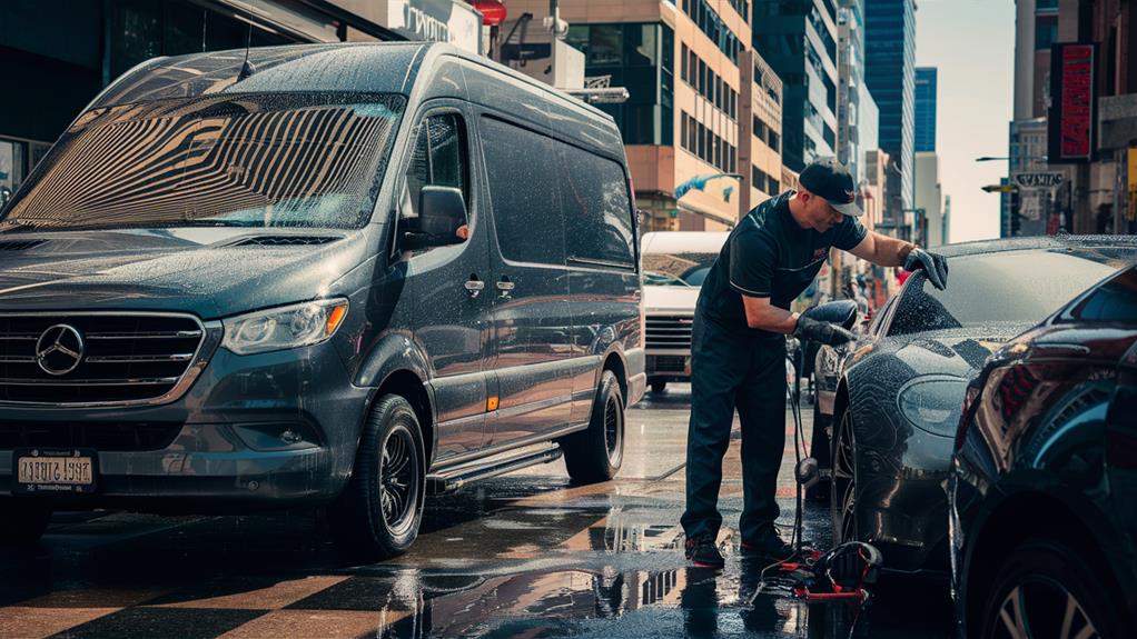a man washing a car