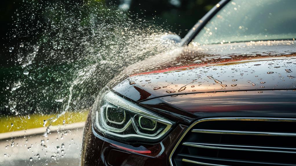 water spraying water on a car